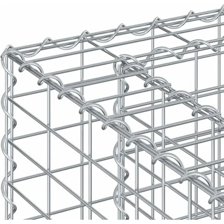 vidaXL Gabionen Hochbeet 3 pcs Silber, Rechteckig 250 x 50 x 150 cm, Langlebig, Wetterfest, Sichtschutzpaneele für Garten und Terrasse – Bild 4