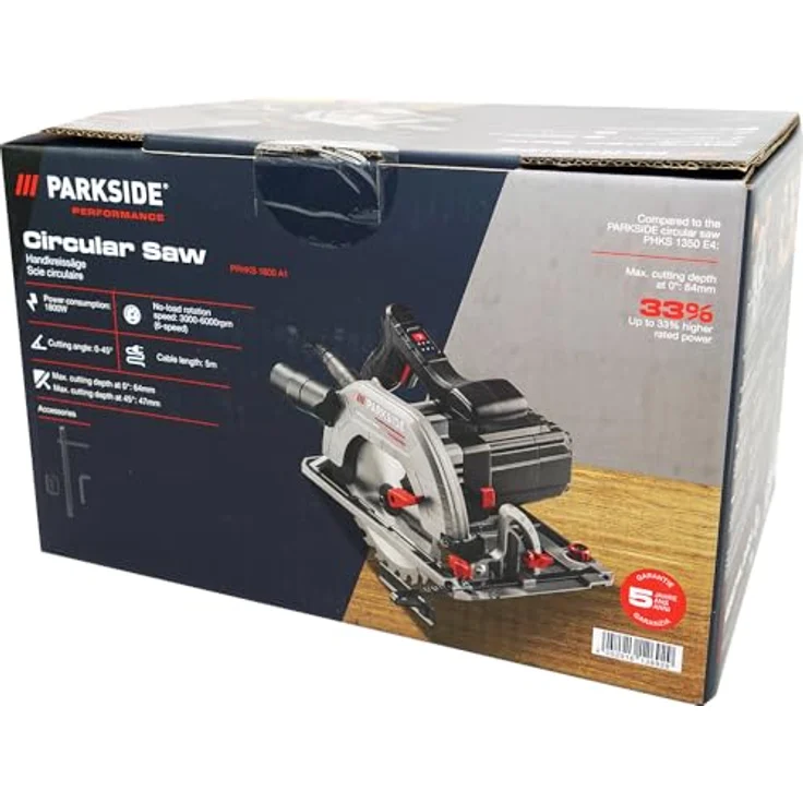 HEADNMORE® Bundle - PARKSIDE PERFORMANCE® Elektro Handkreissäge PPHKS 1800 + Schlüsselanhänger, präzise Schnitte, 1800 W, 6-stufige Drehzahl, Aluminium-Kunststoff Gehäuse, Flaschenöffner – Bild 2