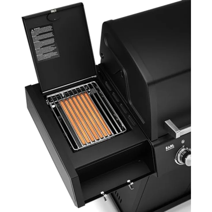 BURNHARD EARL Black, 3-Brenner Gasgrill Edelstahl mit Heckbrenner, Infrarot-Keramikbrenner, Edelstahl-Grillrost, inkl. Abdeckhaube und Zubehör – Bild 5