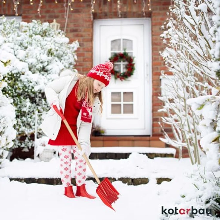 KOTARBAU® Schneeschaufel Kinder-Schneeschaufel Kinder Schneeschieber Kinderschaufel Holz Stiel mit Gesamtlänge 84 cm – Bild 2
