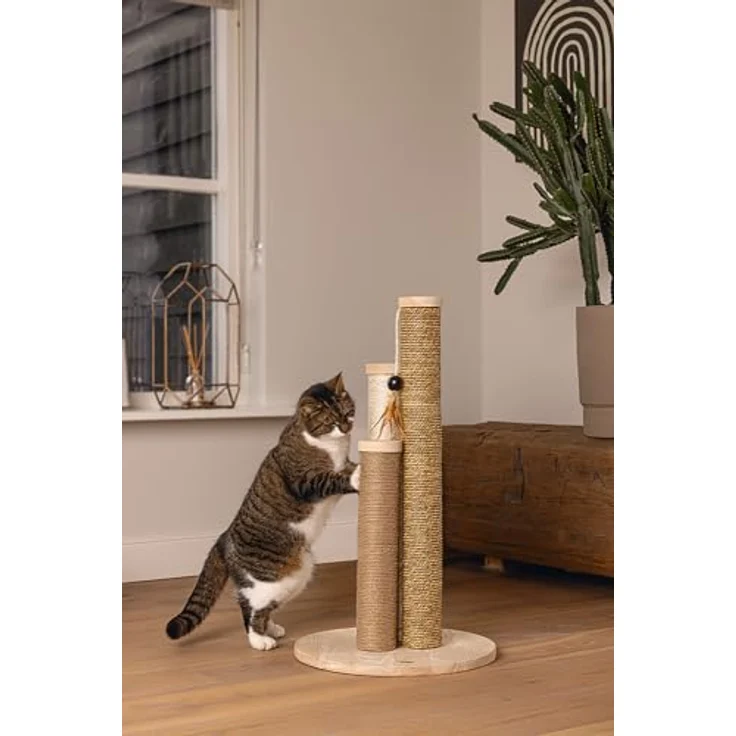 Designed by Lotte Willa (70 cm, Sand), Katzenbaum mit drei verschiedenen Kratzstämmen – Bild 8