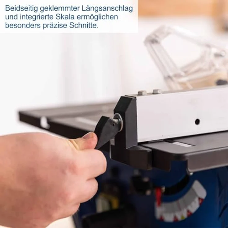 Scheppach HS210 Tischkreissäge, 70 mm Schnitthöhe, 1500W, Tischgröße 500 x 445 mm, Ø210 mm Sägeblatt, inkl. Querschneidlehre & Längsanschlag – Bild 6