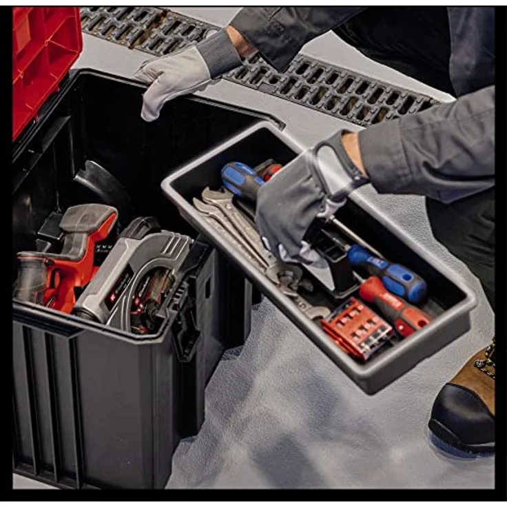 Einhell Werkzeugkoffer E-Case M, Polypropylen Koffer für große Werkzeuge, spritzwassergeschützt - Preisvergleich – Bild 8