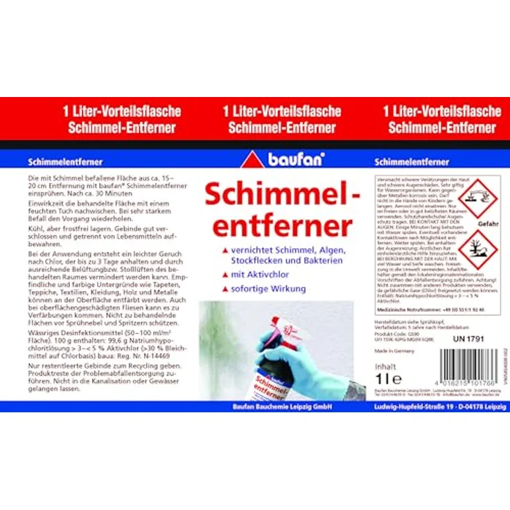 baufan® Schimmelentferner chlorhaltig, Hochwirksames Reinigungsmittel für Silikon- & Fliesenfugen, schnelle Wirkung – Bild 8