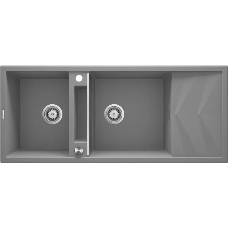 no_name Magnetische 2-Kammer-Granitspüle mit Abtropffläche, Unterbauspüle, 18 cm, 59 cm, blau