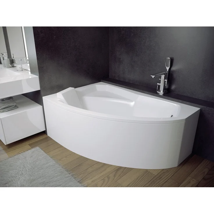 KOLMAN Eckbadewanne Rima 160x100, schneeweiß, mit GRATIS Ablaufgarnitur & Füße, antibakterielle Beschichtung, kratzfest