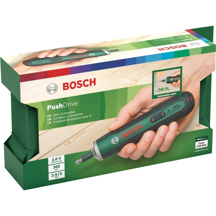 Bosch Akkuschrauber PushDrive (3,6 Volt, 32 Bits, Aufbewahrungsbox) – Bild 7