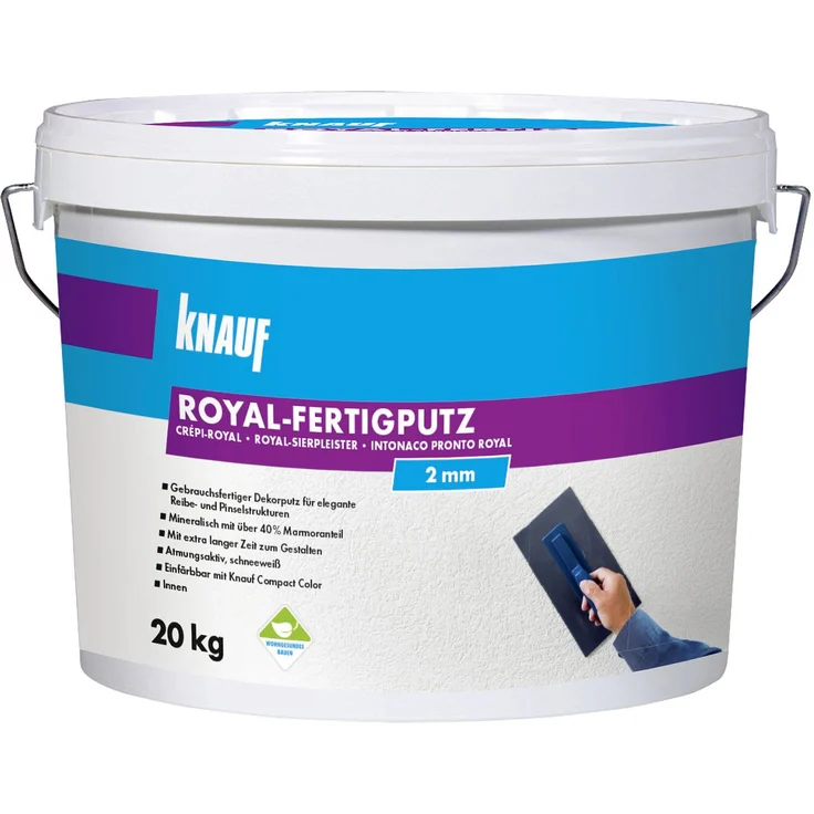 Knauf Royal-Fertigputz 20 kg 2,0 mm Körnung, schneeweiß – Bild 5
