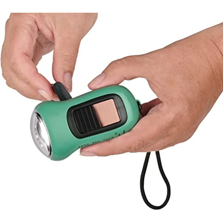 moses. Fernweh Dynamo-Solar-Taschenlampe, wiederaufladbare Akku-Taschenlampe mit Handkurbel und Solarpanel, Kurbeltaschenlampe mit 3 hellen LEDs und Handschlaufe – Bild 3