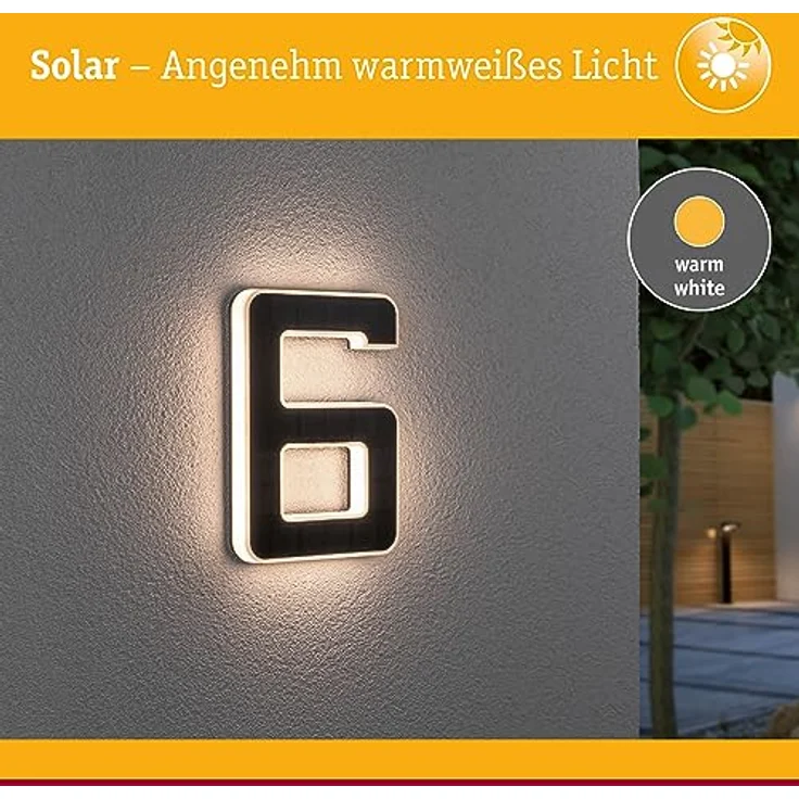 Paulmann Outdoor Solar Hausnummer 6 3000K IP44 Akku wechselbar – Bild 4
