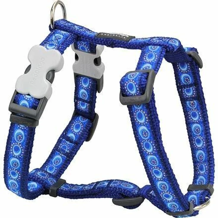 Red Dingo Gurtzeug RD 15 mm x 36-54 cm, Hundegeschirr in Cosmos Blau mit Halsband und Leine
