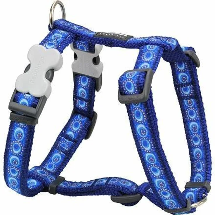 Red Dingo Gurtzeug RD 15 mm x 36-54 cm, Hundegeschirr in Cosmos Blau mit Halsband und Leine