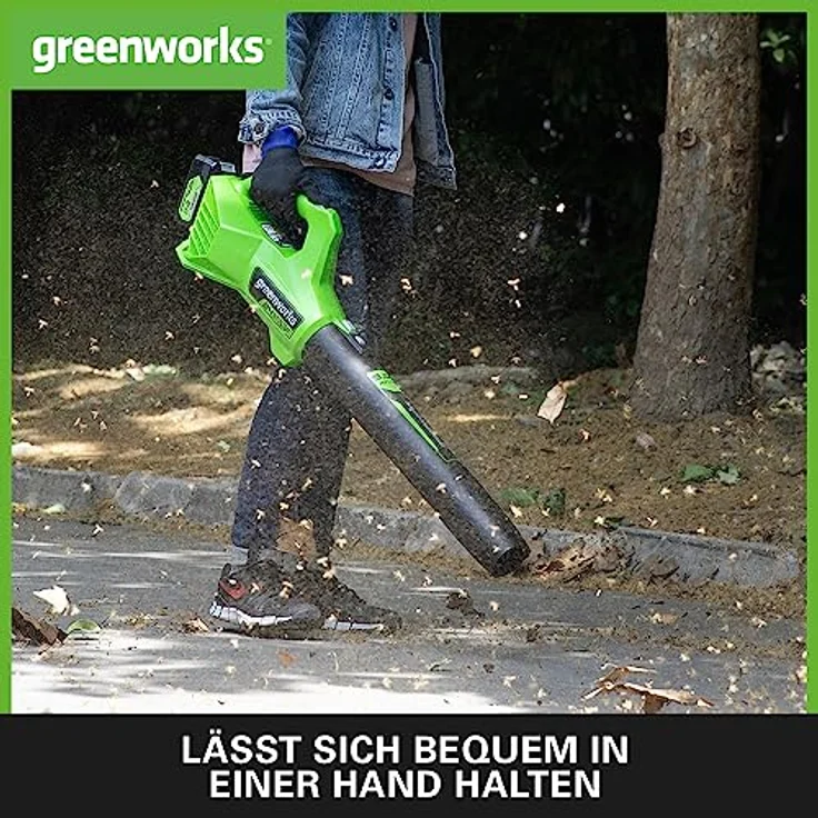 Greenworks G24ABII Axial Akku Laubbläser, 145 km/h, 9,08 m³/min, 24V 2Ah Akku & Ladegerät, 3 Jahre Garantie – Bild 4