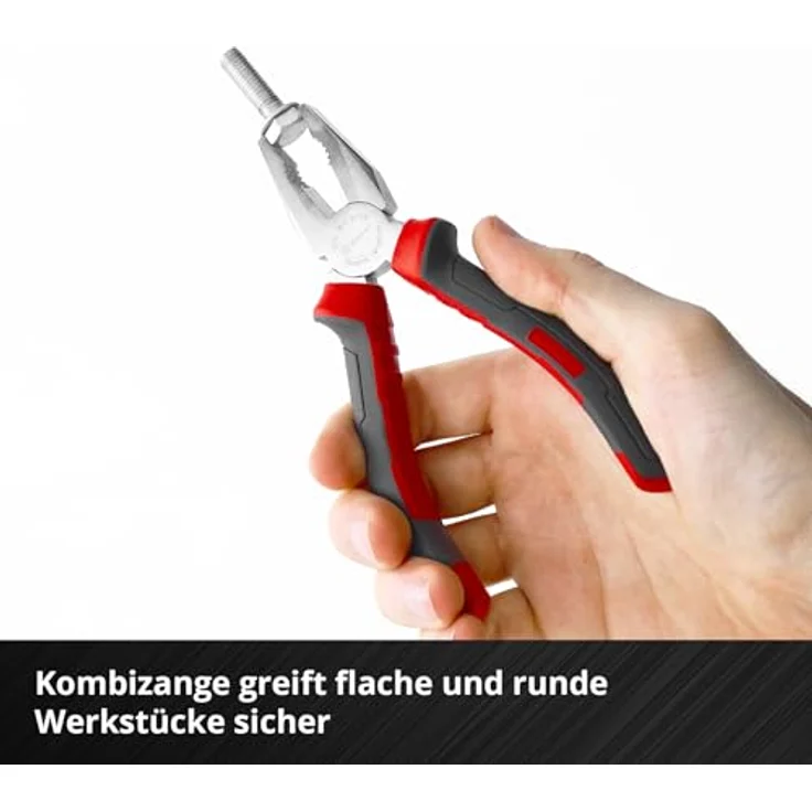 Einhell Zangen-Set 3-tlg., Seitenschneider, Kombizange, Spitzzange, Chrom-Vanadium-Stahl, ergonomische Griffe, vernickelte Oberfläche – Bild 4