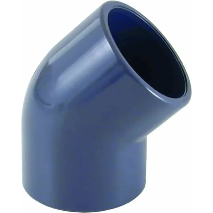 Cepex PVC Winkel 50mm 45 Grad Muffe PN16, chemikalienbeständiger Klebefitting für Rohrsysteme