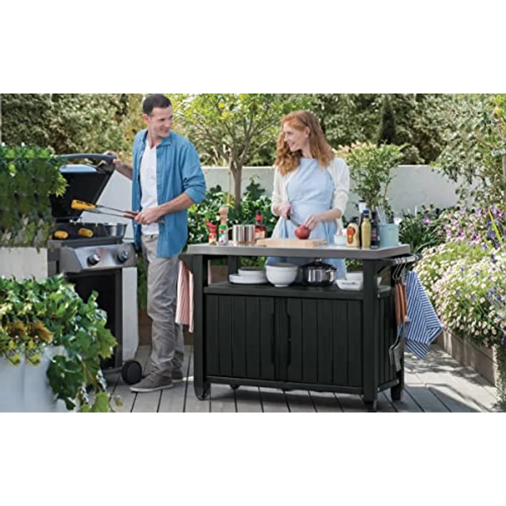 Keter Multifunktionaler Gartentisch für BBQ Unity XL Holzoptik – Bild 6