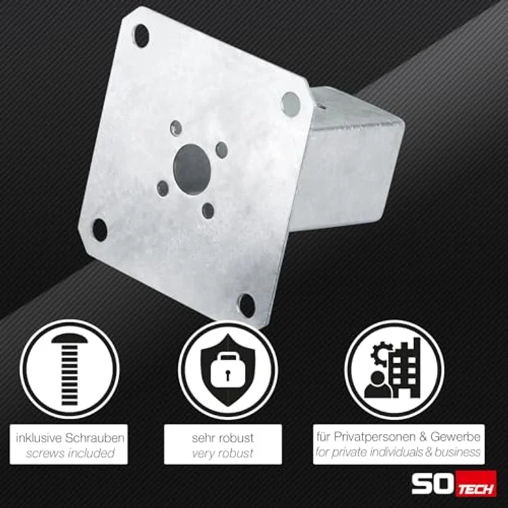 SOTECH Pfostenträger Bodenanker, Vierkant 50 x 50 mm, feuerverzinkt, robust und langlebig – Bild 3