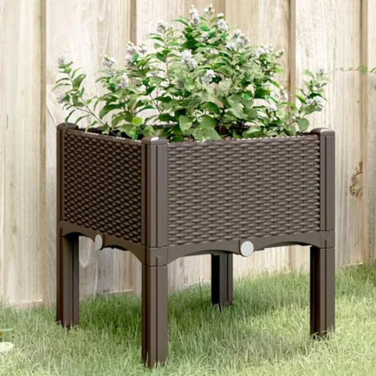 vidaXL Pflanzkasten mit Beinen Braun 40x40x42 cm PP – Bild 2