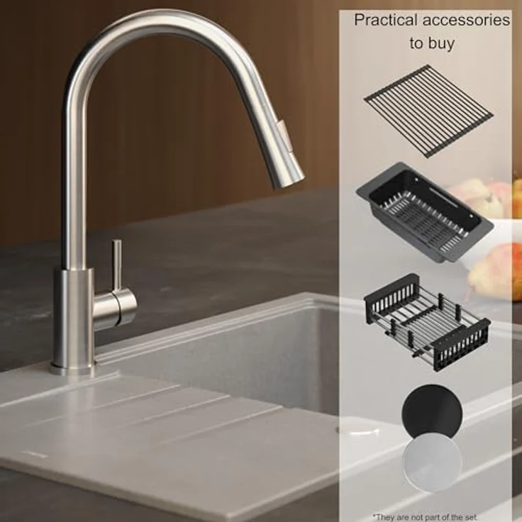 QUADRON PETER 111 Spülbecken 1-Becken Granitspüle, 78 x 50 x 20 cm, Soft Taupe, inkl. Siphon und integrierter Abtropffläche – Bild 4