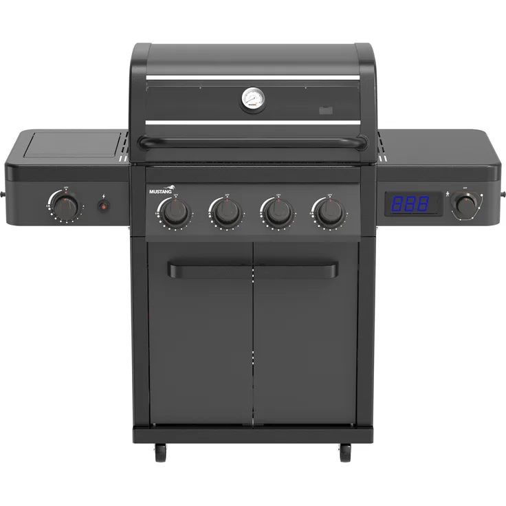 Mustang Charleston 4+1 Gasgrill, 16,9 kW mit Edelstahl und Gussaluminium, Thermostatsteuerung, Infrarot-Seitenbrenner