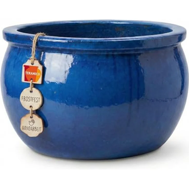Teramico Pflanzschale Bavaria, Steinzeug Keramik, absolut winterhart & frostfest, royal blau, 28cm x 17cm – Bild 1