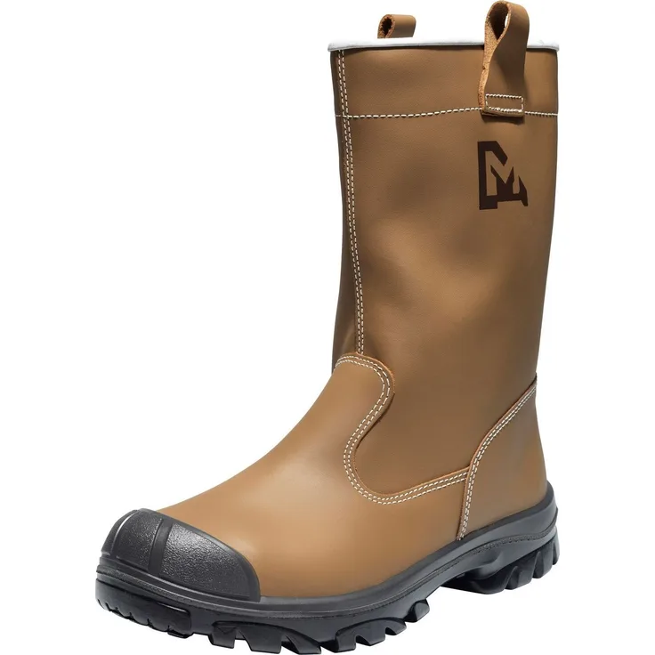 Emma Work Boot Merula S3, gefütterte Sicherheitsstiefel aus braunem Vollleder, Größe 47