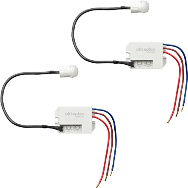 Oktaplex Jan 2er Set Einbau-Bewegungsmelder Aussen IP65 / IP20 360° Infrarot-Sensor klein 8m Reichweite 230V mit Dämmerungssensor – Bild 1