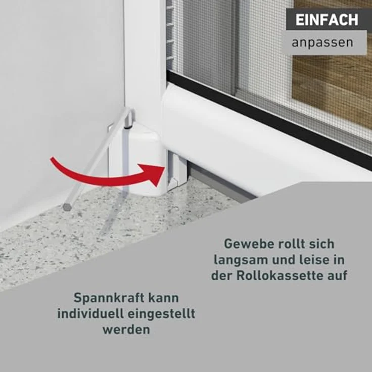 Windhager Insektenschutzrollo PLUS, transparent, verschraubt, reißfestes Fiberglasgewebe, BxH: 130x160 cm – Bild 7