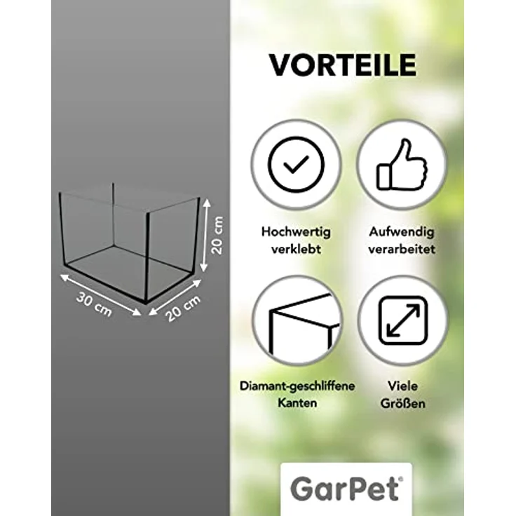 GarPet Aquarium Becken 30x20x20 cm 12 L rechteckig Glas Aquariumbecken Garnelenaquarium Mini Aquarium Salzwasseraquarium Nanobecken, Fisch – Bild 2