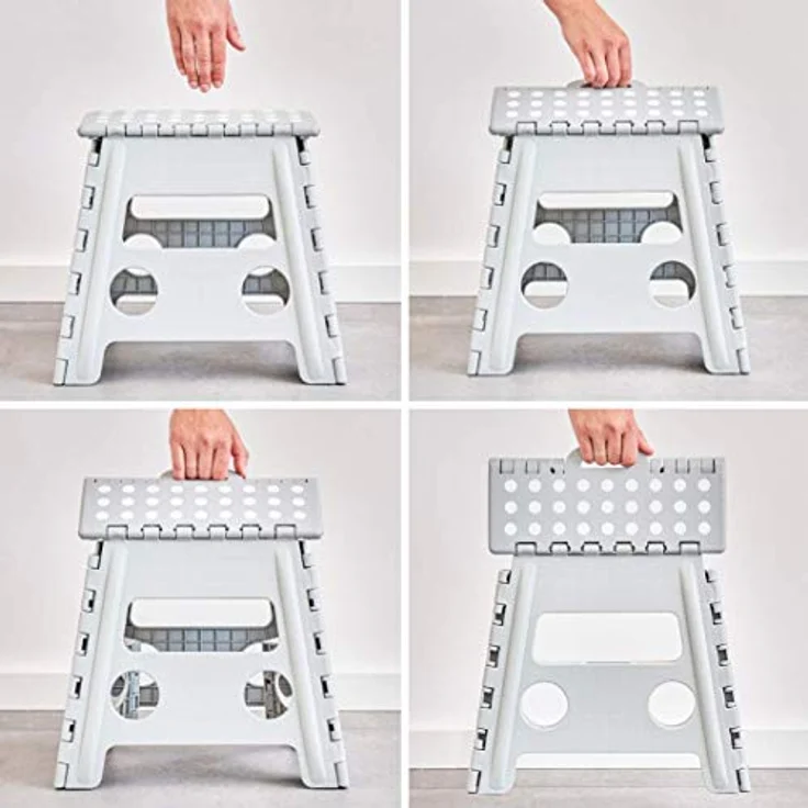 Zeller Klapphocker grau 37 x 32 x 30 cm, Klapphocker aus Kunststoff mit integriertem Tragegriff und rutschhemmender Oberseite – Bild 6