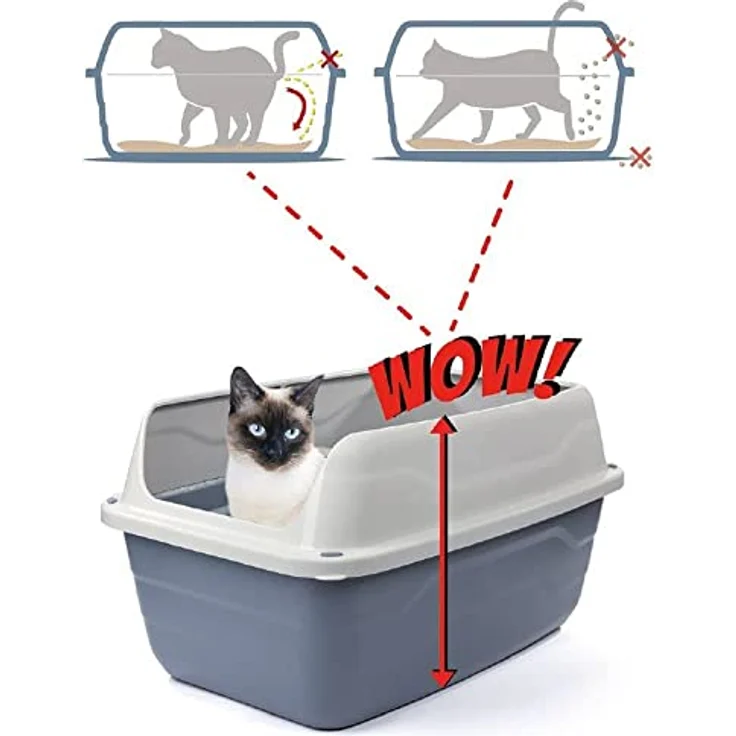 GarPet XXL Extra hohe Katzentoilette offene Katzenklo mit hohem Rand Jumbo Schalentoilette groß ohne Deckel hygenisch Katzen WC – Bild 5