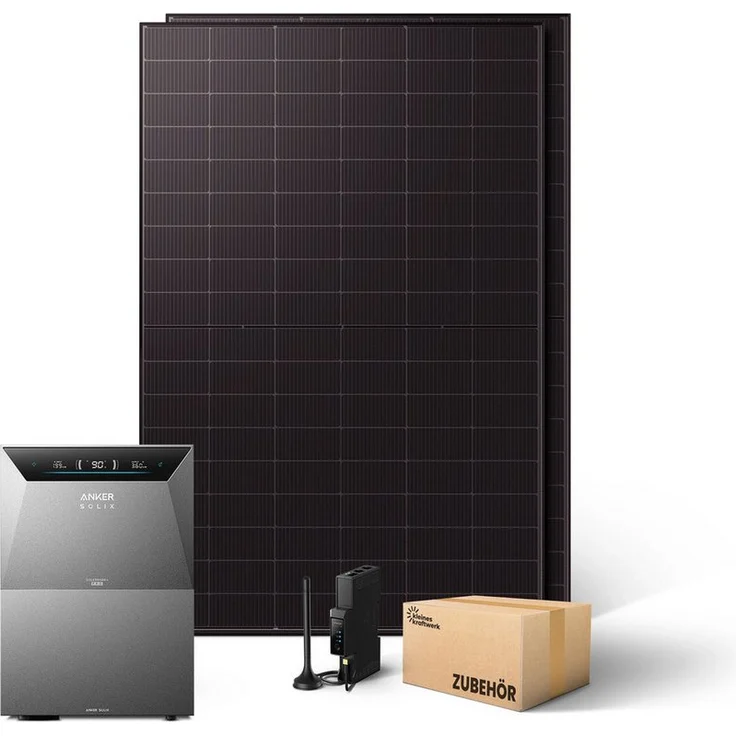 Kleines Kraftwerk Duo XL 1000 Wp Balkonkraftwerk mit 2 x 500 Wp TopCon Modulen und Anker SOLIX Solarbank 4 Pro, erweiterbar auf 30,1 kWh