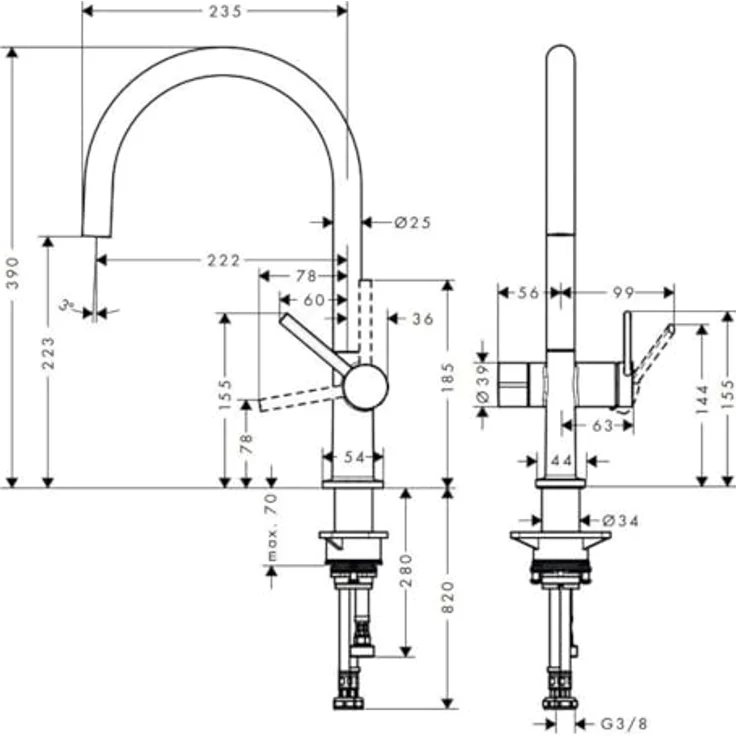 hansgrohe 220 Talis M54 Küchenarmatur, Einhebelarmatur mit Geräteabsperrventil und verstellbarem Schwenkbereich – Bild 2