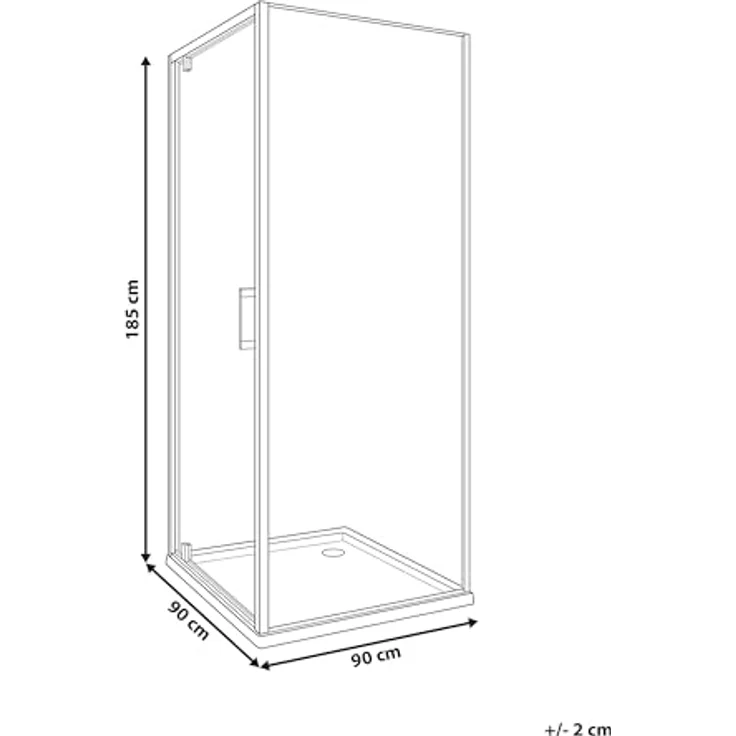 BELIANI Duschkabine Gold, Sicherheitsglas mit verchromtem Aluminiumrahmen und Magnetschloss, Einzeltür 90x90x185cm, modernes elegantes Design – Bild 3