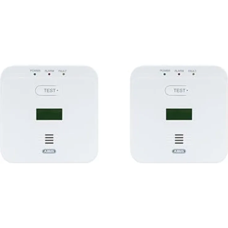 ABUS Kohlenmonoxid-Warnmelder COWM510 - CO-Melder mit 85 dB lautem Alarm, Prüftaste, 10-Jahres-Sensor & LCD Display - Weiß - 2er Set