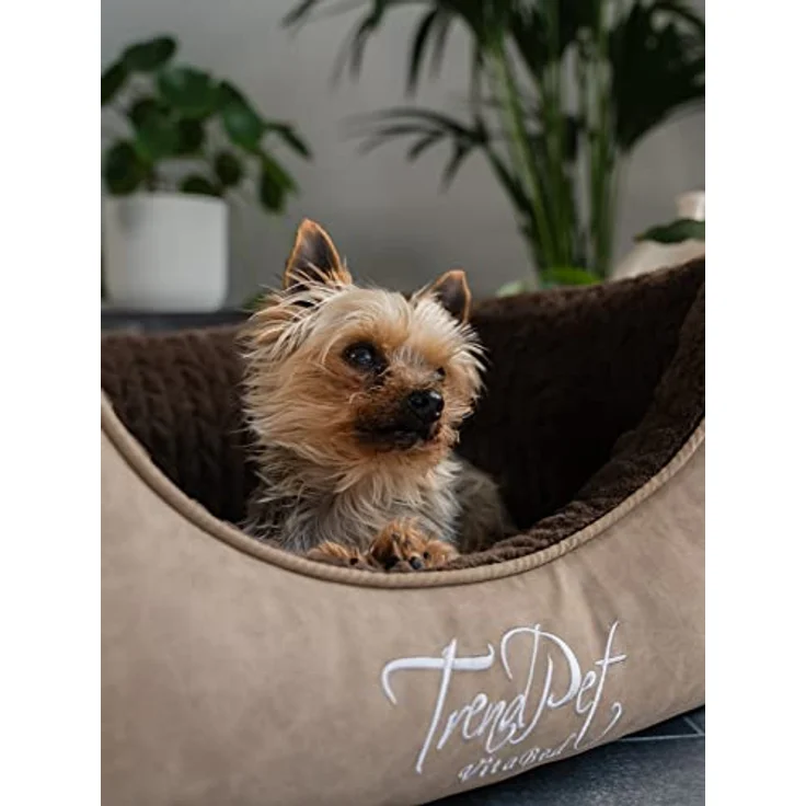 TrendPet VitaBed Style - Orthopädisches Hundebett, 100 % Memory Foam, Kunstleder, flauschig (60x50cm, Braun) – Bild 3