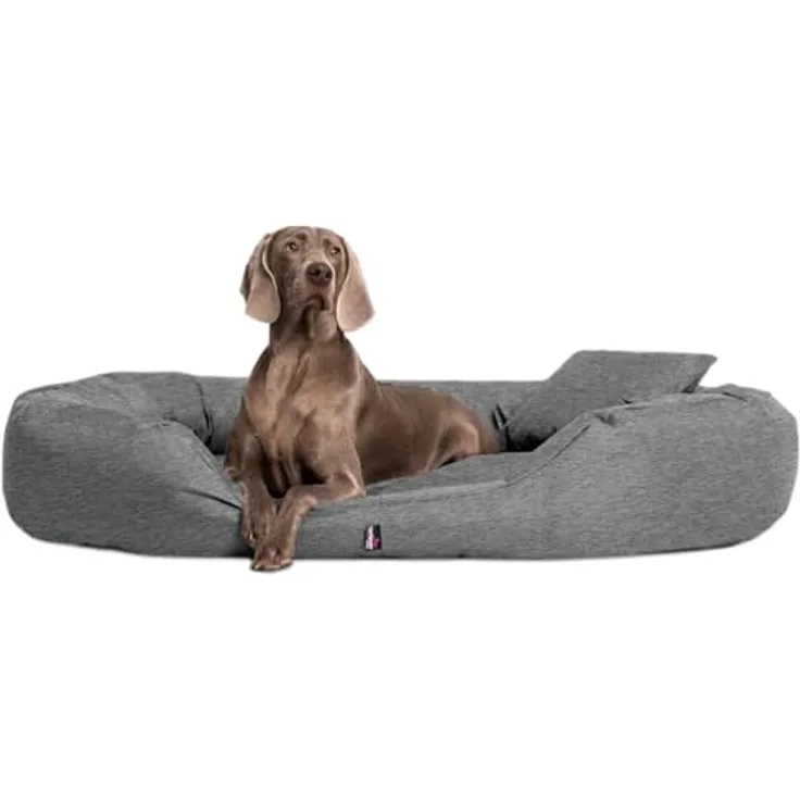 tierlando® Orthopädisches Hundebett Sammy – Robustes Polyester, Größe L–XXXXL, waschbares Hundesofa für große Hunde (XXL 140 cm, Leinenlook Dunkelgrau)