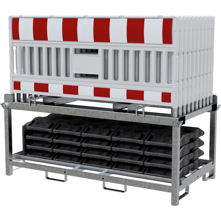 Schake GmbH Schrankenzaun Set mit 20 Absperrschrankengittern RA1/A und 21 Fußplatten, mobil einsetzbar für Baustellen und Veranstaltungen