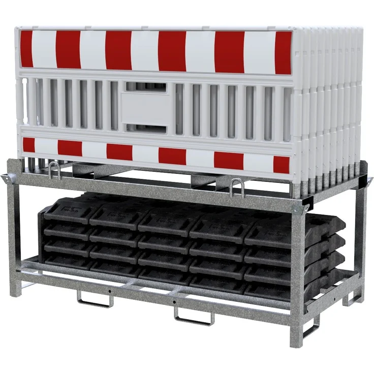 Schake GmbH Schrankenzaun Set mit 20 Absperrschrankengittern RA1/A und 21 Fußplatten, mobil einsetzbar für Baustellen und Veranstaltungen