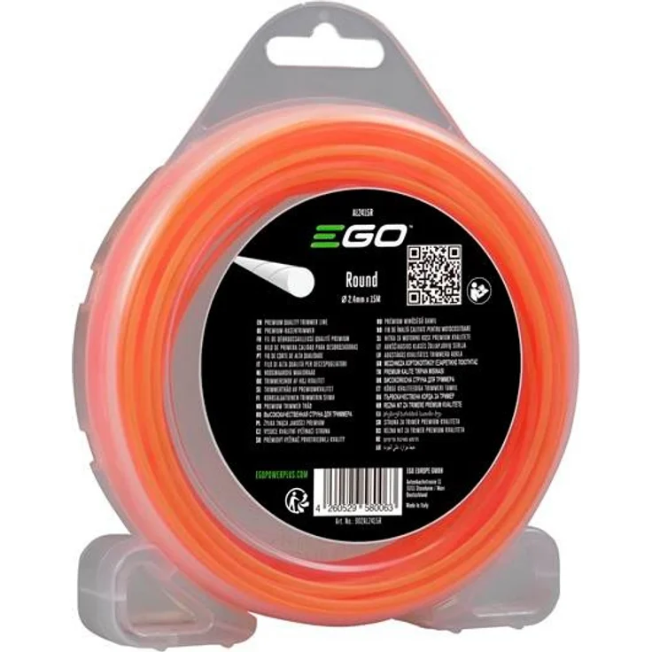EGO POWER PLUS Trimmerfaden AL2415R, 15 m, 2.4 mm Durchmesser, robust und langlebig für ST1400E / ST1500E / ST1600E, orange