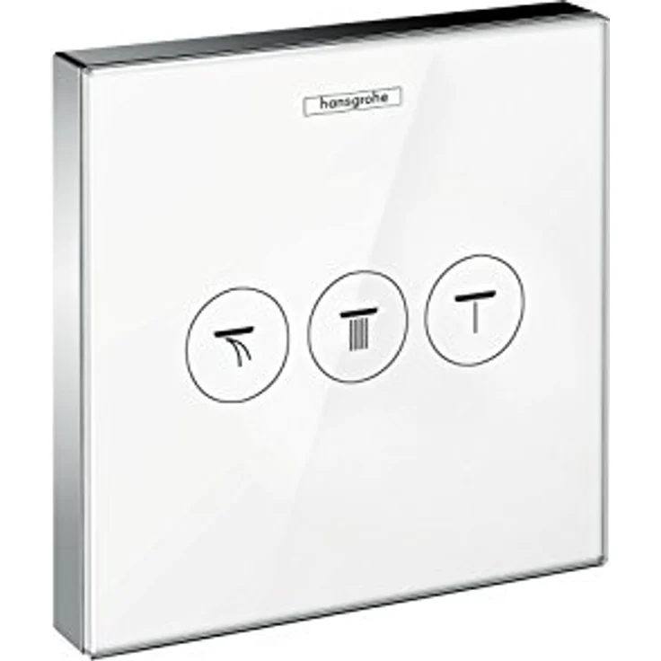 hansgrohe ShowerSelect Glas Unterputz Ventil, für 3 Funktionen, Weiß/Chrom, intuitive Steuerung für Kopf- und Handbrause mit zwei Strahlarten – Bild 1