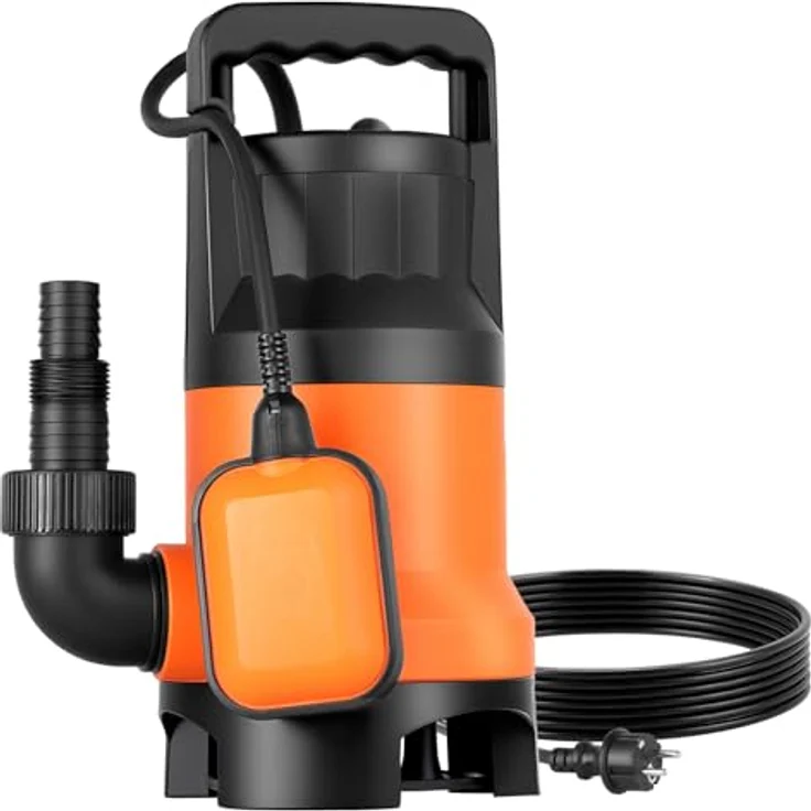 VEVOR 650W Tauchpumpe, 15000L/h, IPX8 Schmutzwasserpumpe mit automatischem Schwimmerschalter, 8m Förderhöhe für Pools und Teiche – Bild 1