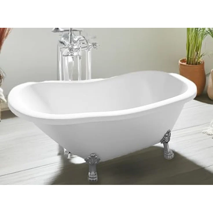 Jet-Line Design Badewanne QUEEN 170x80 cm, freistehend, weiß mit Klauenfüßen – Bild 4