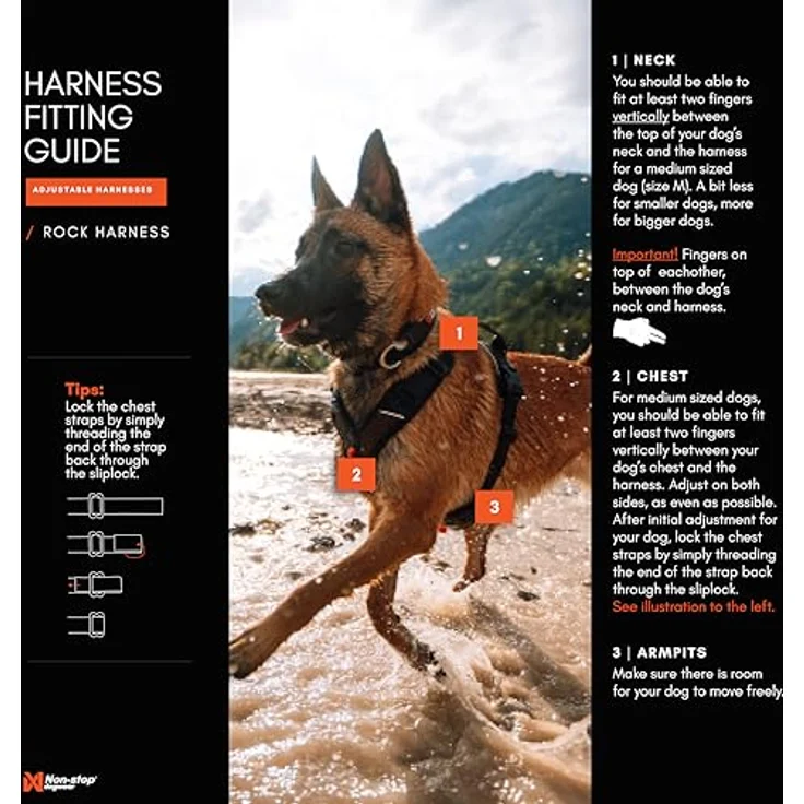 Non-stop dogwear Rock Harness |130| Atmungsaktives, verstellbares Führ- und Alltagsgeschirr, Größe:S – Bild 5