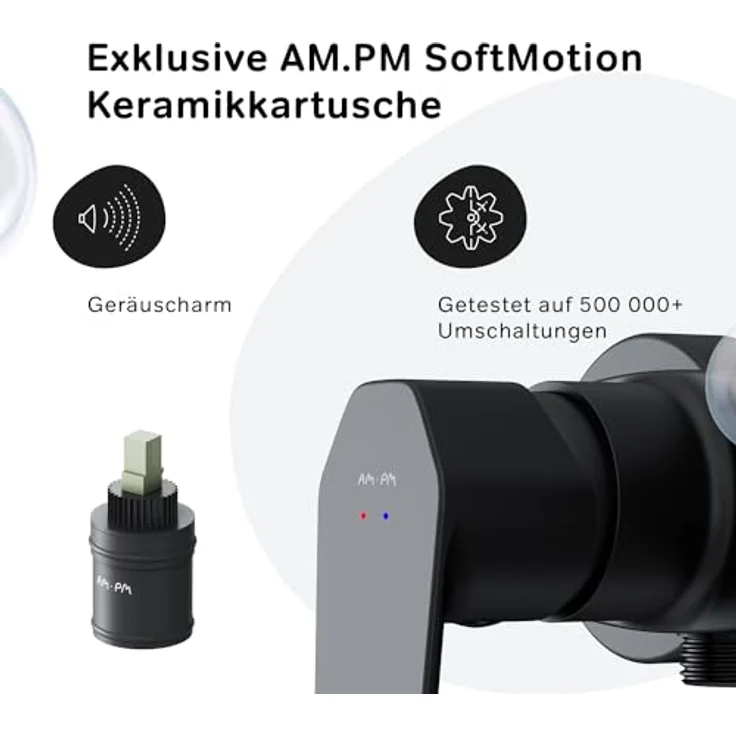 AM.PM GEM FGA20022 Duscharmatur für das Badezimmer, kratzfeste Duscharmatur ohne Auslauf, leicht zu reinigen, Schwarz matt – Bild 4