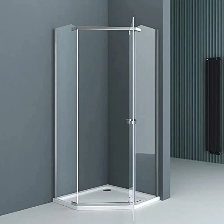 doporro Fünfeckdusche Duschkabine Rav08K 80x80x195cm Duschabtrennung ESG-Sicherheitsglas Klarglas inkl. Easy-Clean-Beschichtung – Bild 2
