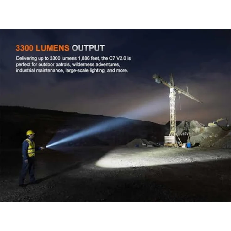 Fenix Light C7 V2.0 FEC7V2, LED Taschenlampe mit 3300 Lumen, akkubetrieben, 79 h Laufzeit, 256.5 g, IP68 wasserdicht – Bild 3
