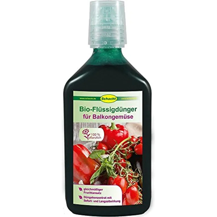 SCHACHT Bio-Flüssigdünger für Balkongemüse, 350 ml Flasche mit Squeeze-Verschluss