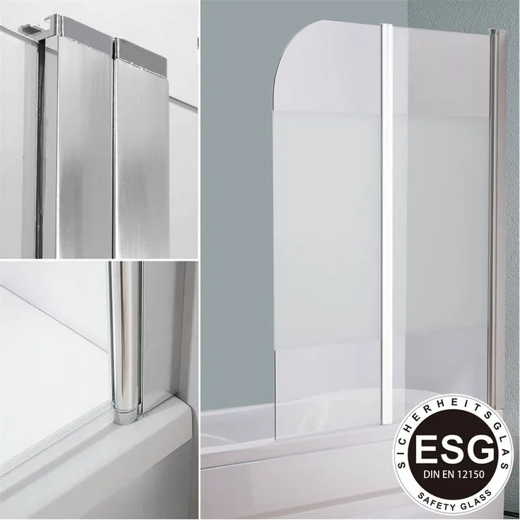 Feel2Home Badewannenaufsatz Duschabtrennung Glas 141x117cm Teilsaniert, Transparent, mit elegantem Design und einfacher Zusammenfaltbarkeit