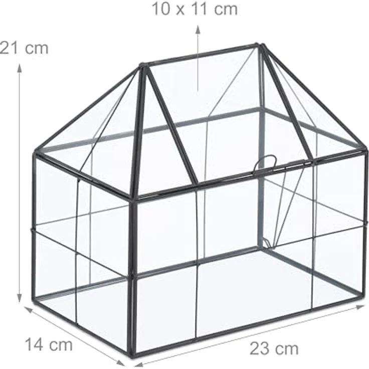 Relaxdays Pflanzenterrarium aus Glas Hausform, Minigewächshaus für Sukkulenten und Moos, in verschiedenen Farben, 21 x 23 x 14 cm – Bild 4